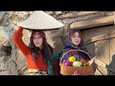 Baking Traditional Uzbek Bread in a Snowy Winter Village