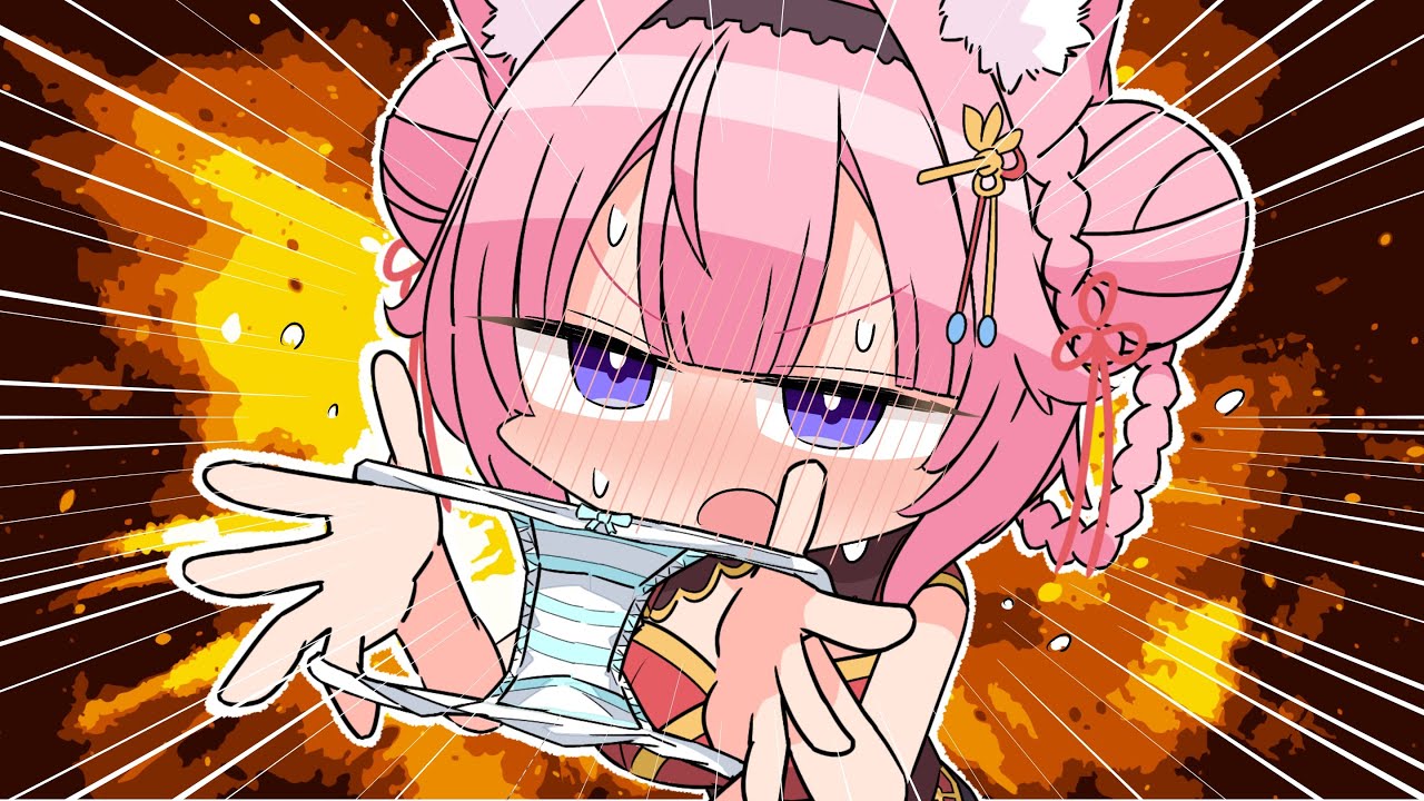 【手描き】おかゆ先輩に水色の縞パンを履いてほしいと要望され、内緒で履いて本人に会いに行く博衣こより【博衣こより/猫又おかゆ/ホロライブ/切り抜き漫画】