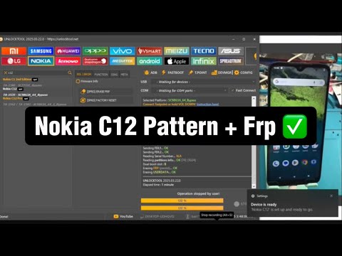 Nokia C12 TA-1535 Pattern + Frp bypass with UNLOCK TOOL via Testpoint
