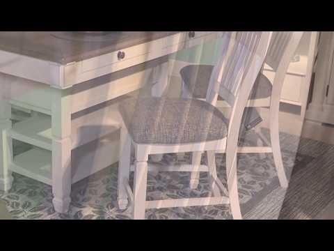 Ashley Bolanburg Upholstered Bar Stools, Set Of 2 – Antique White Finish, Farmhouse Style