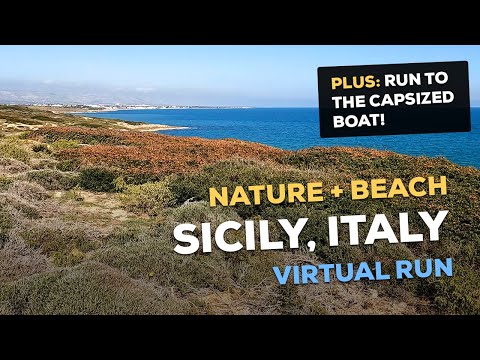Italian Beach + Nature Run! Virtual Trail Run - Sicily, Italy - RUN to CAPSIZED BOAT!