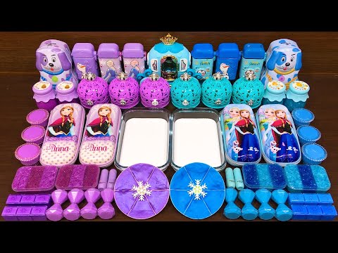 PURPLE vs BLUE FROZEN!! Mixing Random into GLOSSY Slime !!! Satisfying Slime Video #99
