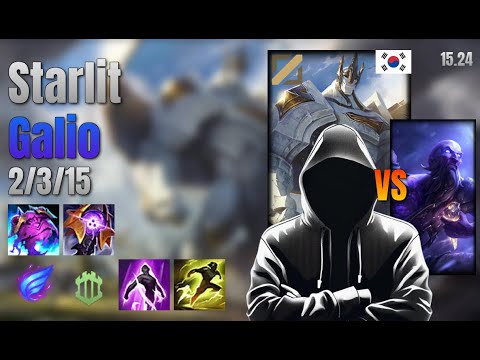 Starlit Mid Galio vs Ryze lol KR solo rank Full Game 15.24 | Starlit 갈리오 vs 라이즈