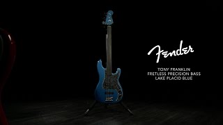 Video thumbnail for Fender Tony Franklin Fretless Precision Bass, Lake Placid Blue | Gear4music demo by Gear4music Guitars