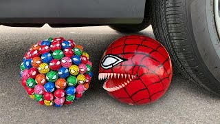Experiment Car vs Pacman Watermelon, SOCCER BALL, Coca Cola, Fanta, Pepsi, Sprite | Test Ex