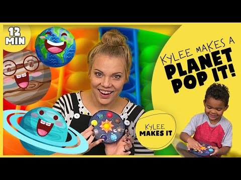 Kylee Makes a Planet Pop It | Solar System Toy and Learn about Planets for Kids | DIY Fidget Popper