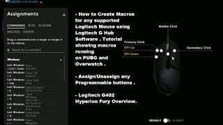 2019 How to Create Macros using Logitech GHUB Software G402 Mouse Overview PUBG & Overwatch Gameplay