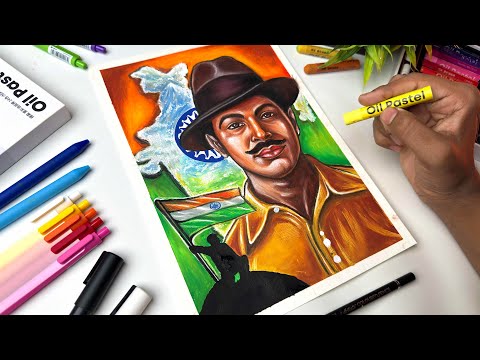 Republic Day Special Drawing 🇮🇳, Bhagat Singh Drawing, Oil Pastel Drawing