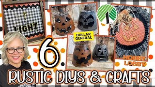LAST MINUTE DIYs ~ 🎃⭐️ 6 Rustic Halloween DIY Crafts || Dollar Tree Dollar General Hobby Lobby Decor