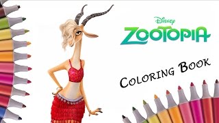 Disney Zootopia Coloring Book For Kids | Singing Gazelle Coloring Page | Speed Color