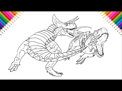ULTIMASAURUS vs V-REX Drawing and Coloring dinosaur battle