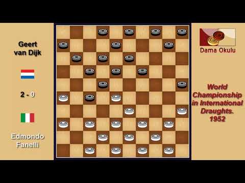 Edmondo Fanelli (ITA) - Geert van Dijk (NLD). Draughts World Championship. 1952.