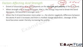 Chemistry Equilibrium part 34 Factors affecting Acid Strength CBSE class 11 XI