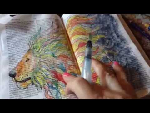 Bible Art Journal: Lion 5  - Adding Background Color