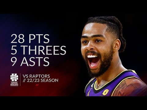 D'Angelo Russell 28 pts 5 threes 9 asts vs Raptors 22/23 season