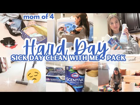 2026 CLEAN WITH ME 🤒 | SICK DAY CLEANING + PACKING | MOM OF 4 GET IT ALL DONE