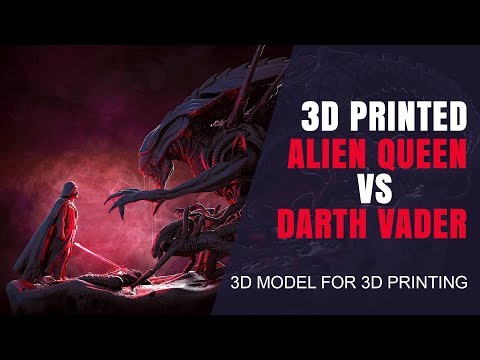 Alien Queen vs Darth Vader Diorama for 3D Printing