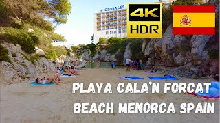 MENORCA Playa Cala´n Forcat Beach in August Walk beach in 4k / Best Beaches Hotel Almirante Farragut