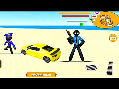 US Police Stickman Rope Hero - Fun at US Roads with Peoples - Android Gameplay.