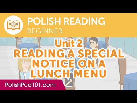 Polish Beginner Reading Practice - Reading a Special Notice on a Lunch Menu