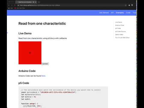 Connecting an Arduino Nano 33 IoT with Google Chrome's BLE extension using p5 BLE via BluetoothLE