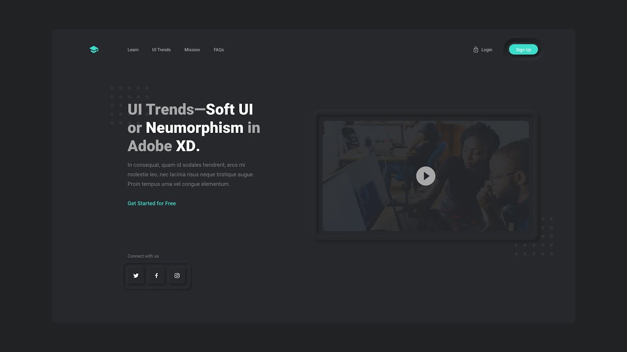 Soft UI Dark Theme Website Design - Adobe XD Tutorial