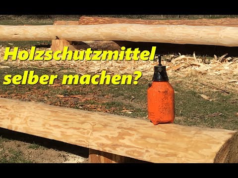 Holzschutzmittel selber herstellen? Test beim Blockhausbau...