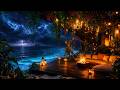 Mystical Beach Terrace ASMR 4K Campfire Thunder Ambience Sleep
