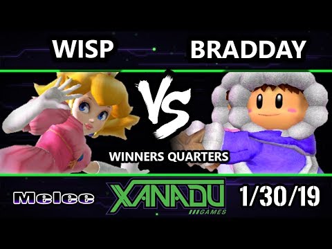 S@X 287 SSBM - Wisp (Peach) Vs. Bradday (Ice Climbers)  - Smash Melee Winners Quarters