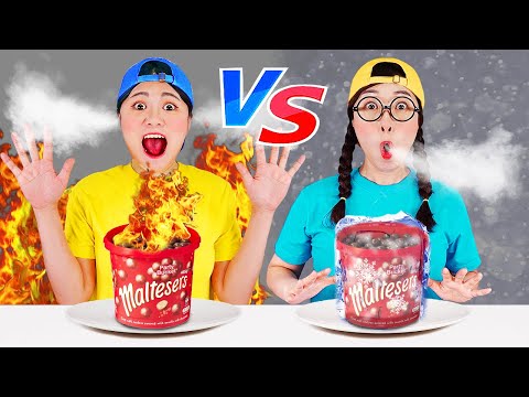 Hot VS Cold Food Challenge 뜨거운 차가운 음식 챌린지 DONA 도나