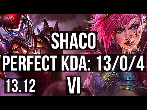 SHACO vs VI (JNG) | 13/0/4, Legendary, 1.3M mastery, 600+ games | KR Master | 13.12