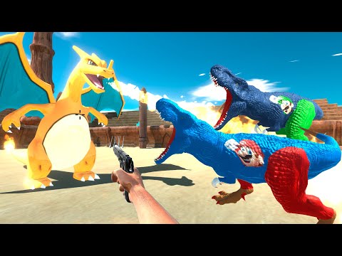 2x T-REX VS CHARIZARD DEATH TRAP - Animal Revolt Battle Simulator