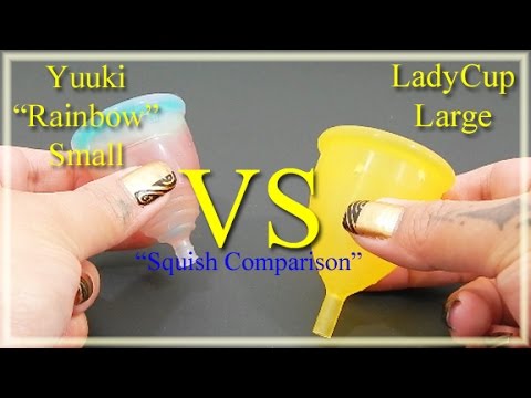 Yuuki "Rainbow" Sm vs LadyCup Lg "Squish" - Menstrual Cups