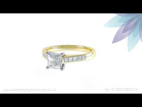 Princess Solitaire Engagement Ring with Channel Set Diamond Shoulders