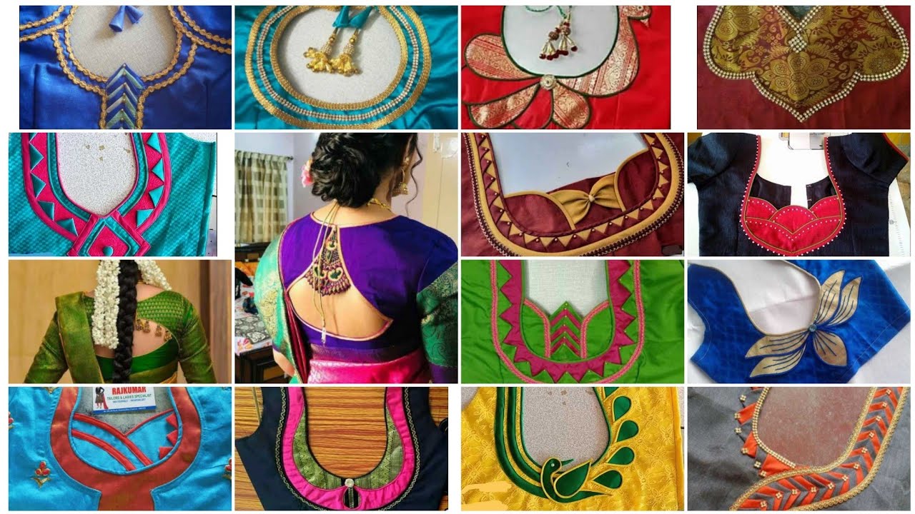 2021 Blouse Back Neck Designs / Patch Work Blouse Designs - Blouse Designs - Blouse Designs