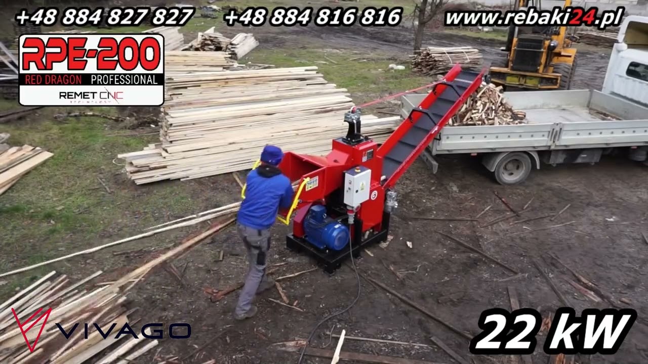 Ágdaraboló – elektromos – REMET RPE-200 (PRO) + szállítószalag 4m