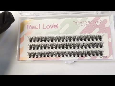 CARTELA DE CÍLIOS TUFINHOS SEM NÓ 40P 10MM 0.07D  REAL LOVE BOX COM 10 UN
