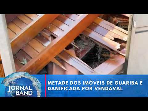 Mais da metade dos imóveis de Guariba é danificada por vendaval | Jornal da Band