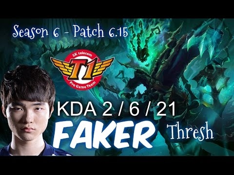 SKT T1 Faker THRESH vs BLITZCRANK SUPP - Patch 6.15 KR Ranked | League of Legends