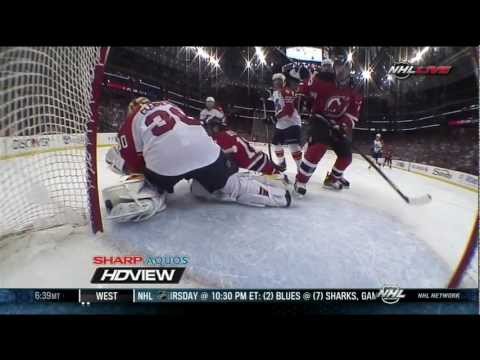 Bernier goalie interference No Goal. Florida Panthers vs NJ Devils 4/17/12 NHL Hockey
