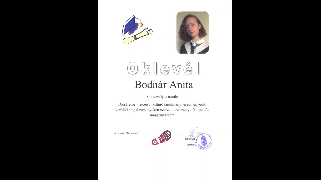 2019-20-as tanévben ballagók oklevelei