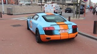 preview picture of video 'GULF Audi R8 (RIP), Ferrari FF, Modded S5 Accelerations! /// Lovely Sounds @ Knokke-Heist'
