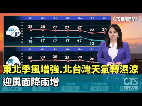 東北季風增強　北台灣天氣轉濕涼　迎風面降雨增