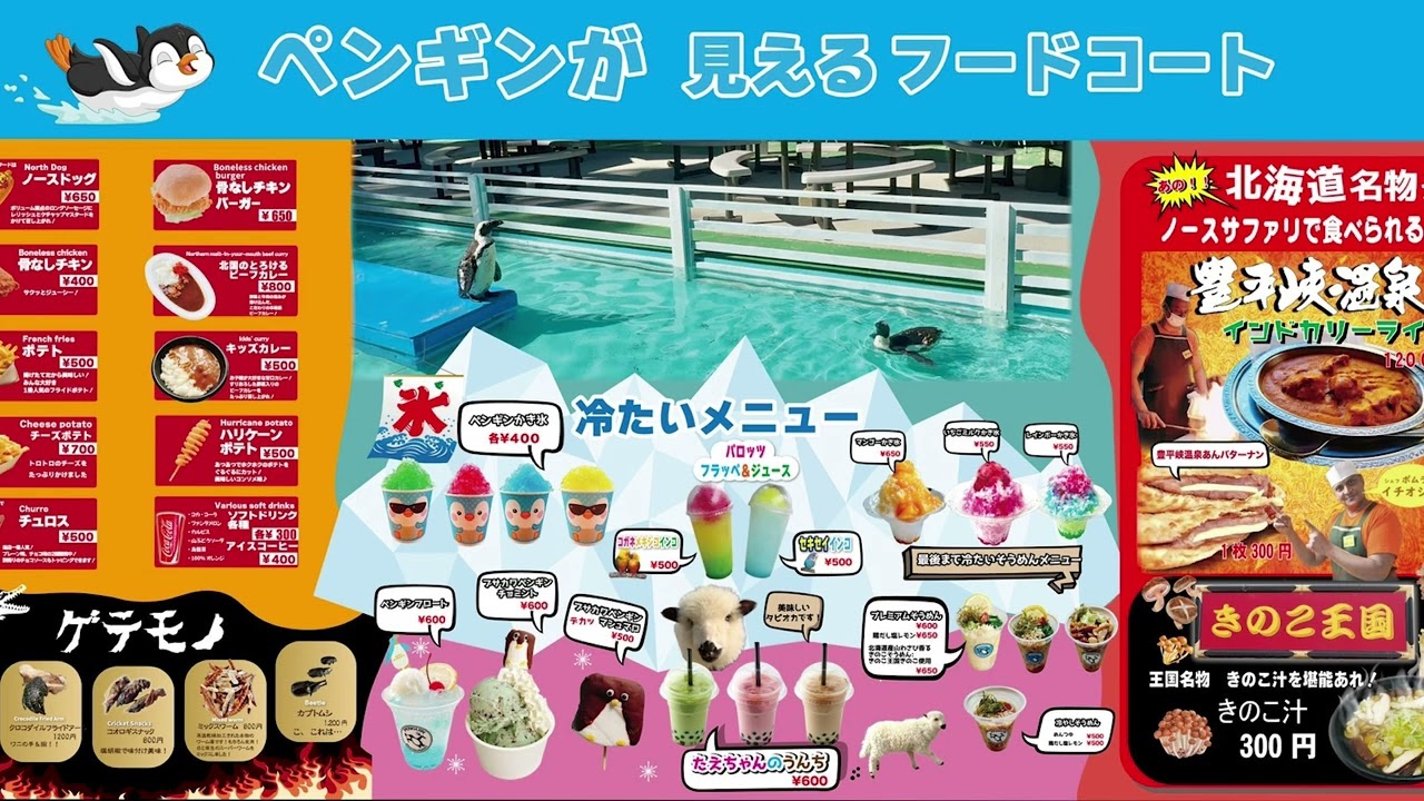 ペンギンが見えるフードコート！？