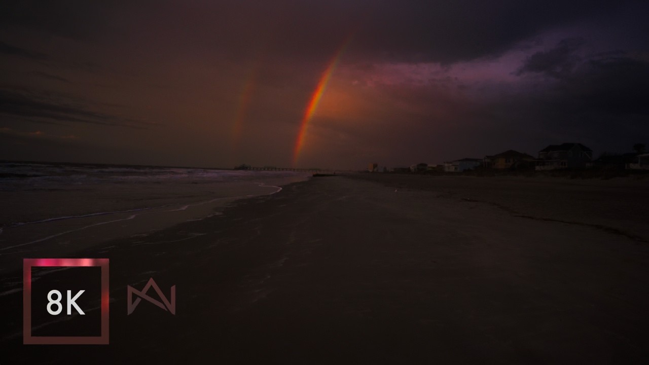 Windy Morning Walk on Folly Beach South Carolina | Rain & Sunrise 8K HDR