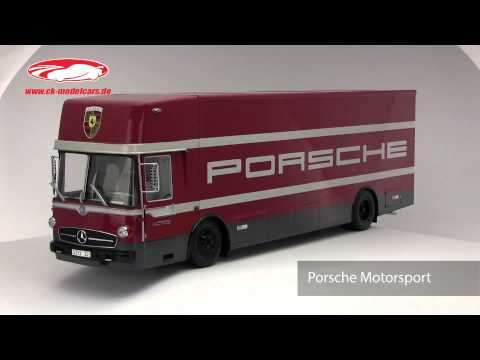 ck-modelcars-video: Mercedes-Benz O 317 Racing Car Transporter Porsche Motorsport Schuco