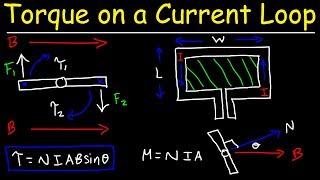 Torque on a Current Loop In a Magnetic Field & Magnetic Dipole Moment - Physics