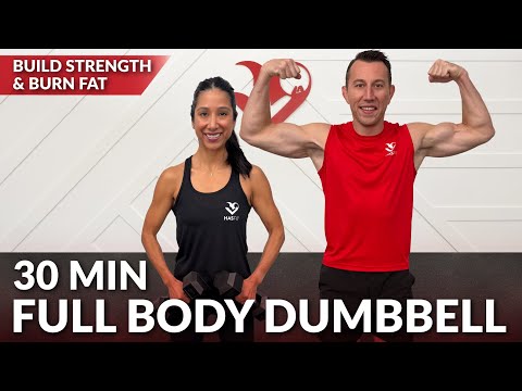 30 Min Full Body Dumbbell Workout at Home Strength Training - No Repeat Weight Loss for Women & Men