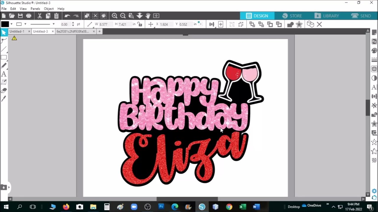 HAPPY BIRTHDAY /CAKE TOPPER DESIGN/GLITTER TOPPER /SILHOUETTE STUDIO/CAMEO 4