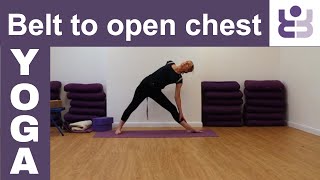Iyengar Yoga for Beginners. 20 minute class using a belt to open the chest in standing poses.